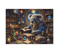 52x38cm/1000pcs Teenagers Pieces Jigsaw Puzzle Magical Koala in Enchanted Library Puzzle for Adults Toy Wall Decor Perfect Decoration Challenging To Complete 52x38cm/1000pcs