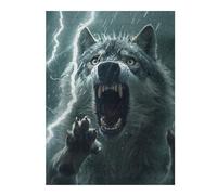 52x38cm/1000pcs Teenagers Pieces Jigsaw Puzzle Wolf Lightning Puzzles for Adults Hands-on Game Perfect Decoration Challenging To Complete 52x38cm/1000pcs
