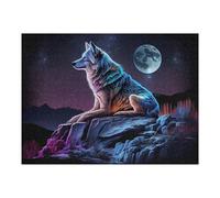 52x38cm/1000pcs Teenagers Pieces Jigsaw Puzzle Wolf Under The Moonlit Sky Puzzle for Adults Toy Wall Decor Perfect Decoration Challenging To Complete 52x38cm/1000pcs