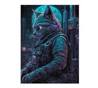 52x38cm/1000pcs Teenagers Puzzles Cybercat in Space Suit Adult Puzzles Hands-on Game Difficult Challenge Unique Gifts for Birthday And Christmas 52x38cm/1000pcs