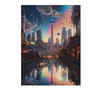 52x38cm/1000pcs Teenagers Puzzles Rainbow Cityscape Reflections Adult Puzzles Hands-on Game Difficult Challenge Unique Gifts for Birthday And Christmas 52x38cm/1000pcs