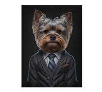 52x38cm/1000pcs Teenagers Puzzles Yorkshire Terrier Men Suit Jigsaw Puzzle Fun Games Precision Cutting Unique Gifts for Birthday And Christmas 52x38cm/1000pcs