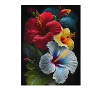 52x38cm/1000pcsJigsaw Puzzle for Adults Hibiscus Flower Painting Puzzle for Adults Family Game Difficult Challenge Parent-child Interaction 52x38cm/1000pcs