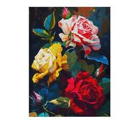 52x38cm/1000pcsJigsaw Puzzle for Adults Pink Red Yellow Roses Puzzle for Adults Family Game Difficult Challenge Parent-child Interaction 52x38cm/1000pcs