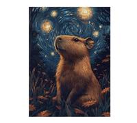 52x38cm/1000pcsJigsaw Puzzles for Adults Capybara Starry Night Adult Puzzles Brain Teaser Game Precision Cutting Difficult And Challenge 52x38cm/1000pcs