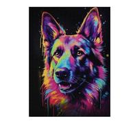 52x38cm/1000pcsJigsaw Puzzles for Adults Neon German Shepherd Adult Puzzles Brain Teaser Game Precision Cutting Difficult And Challenge 52x38cm/1000pcs
