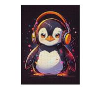 52x38cm/1000pcsJigsaw Puzzles for Adults Teenagerss Chill Penguin Headphones Jigsaw Puzzle Relaxing Games Analysis And Logic Birthday And Unique Gifts 52x38cm/1000pcs