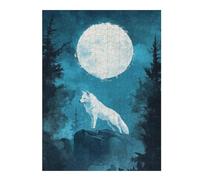 52x38cm/1000pcsJigsaw Puzzles for Adults White Wolf Under Full Moon Adult Puzzles Brain Teaser Game Precision Cutting Difficult And Challenge 52x38cm/1000pcs