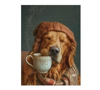 52x38cm/1000pcsJigsaw Puzzles for Teenagerss Golden Retriever Coffee Jigsaws for Adults Fun Games For Family Fun Challenging Game Gifts 52x38cm/1000pcs
