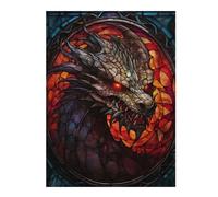 52x38cm/1000pcsJigsaw Puzzles for Teenagerss Jigsaw Stained Glass Dragon Wall Jigsaw Anti-Stress Toys But Fun And Humorous for Birthday, Chrismas 52x38cm/1000pcs