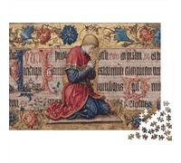 52x38cm/1000pcsKnight Kneeling in Prayer Puzzle Latin Calligraphy Text DIY-Puzzle Für Erwachsene