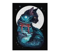 52x38cm/1000pcsPuzzle For Adults Cat Silhouette Torii Gate Puzzle for Adults DIY Toys Presents for Women Deal As Gifts for The Whole Family 52x38cm/1000pcs