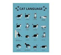 52x38cm/1000pcsPuzzles for Teenagerss Cat Language Poster Jigsaw Puzzle Toy Wall Decor Difficult Challenge Stress Reduction Gifts 52x38cm/1000pcs