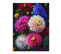 52x38cm/1000pcsPuzzles for Teenagerss Dahlia Flowers Painting Jigsaw Puzzle Toy Wall Decor Difficult Challenge Stress Reduction Gifts 52x38cm/1000pcs