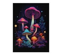 52x38cm/1000pcsPuzzles for Teenagerss Neon Mushroom Dream Jigsaw Puzzle Toy Wall Decor Difficult Challenge Stress Reduction Gifts 52x38cm/1000pcs