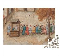 52x38cm/1000pcsVillagers Watching A Cricket Match Puzzle Medieval Miniature Painting DIY-Puzzle Für Erwachsene
