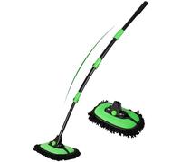 53" 15°Curved Car Wash Brush with Long Handle High Density Chenille Soft Bristle Brush Head Suitable for Cleaning Detail Roof Wheel Windshields Truck SUV RV Window