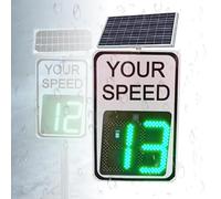 53 * 70cm/60 * 90cm Solar-powered radar speed limit sign,Italicized LED digital design, high-brightness LED display beads, suitable for highways and mountain roads White-53 * 70cm
