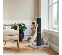 53 cm Tall Cat Scratching Post with Spring Pompom Dove Grey, Ink Black