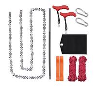 53 Inch Hand Rope Chain Saw, High Tree Limb Chain Saw with 68 Teeth Folding Pocket Rope Chainsaw with Handles, Ropes, Webbing, S-hook, Carabiner, Sharpener, Cloth Bag, Hand Chainsaw for Garden Camping