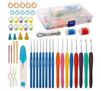 53 Pcs Crochet Hooks Set,Colorful Knitting Needles with Ergonomic Soft Grip Rubber Handles,Crochet Kits for Beginners Adults