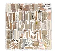 53 PCS Vintage Quote Stickers Brown Retro Scrapbook Stickers Waterproof Aesthetic Scrapbook Sticker Vintage Collage Stickers Pack for Journals Water Bottle Laptop Guitar DIY Crafts