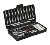 53-Piece 1/4" Drive Socket Set Ratchet Socket Wrench Set, CR-V Steel Metric Extension Bar and Bits for for DIY, Car Repair and Household