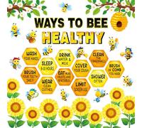 53 Pieces Bee Healthy Bulletin Board Decorations - Beehive Themed Cutouts Classroom Decorations Summer Healthy Habits Classroom Walls Children's Room Decorations