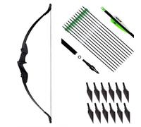 53" Takedown Recurve Bow and Arrow Set Adult 30/40LBS Archery Right Left Hand Archery Target Practice Outdoor Hunting 12pcs Mixed Carbon Arrow (D-12arrows+12broadheads, 40lbs)