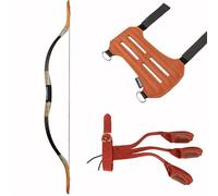 53'' Traditional Recurve Bow Set | 30-50lbs Hunting & Practice Horse Bow with Armguard & Archery Glove | Left/Right Handed | Red Locust Wood for Adults (50 lbs)