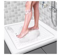 (53 x 53 cm, White Shower/Bath Mat) Bath Tub Shower Mats Non Slip Large Strong Suction