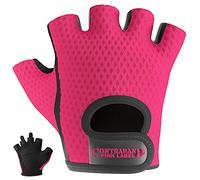 5307 Womens Designer Workout Gloves | Low Sweat Diamond Mesh Fabric w/Grip-Lock™ Silicone Palm (Pink, Medium)