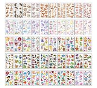 538 Pcs Tattoos Mixed Candy Mermaid Unicorn Princess Insects Style, Waterproof Coloured Temporary Tattoos Stickers for Party Favours, Birthday Gifts