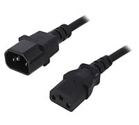 53898 cable 3 x 1 mm² IEC C13 female, IEC C14 male 3 meters black QOLTEC