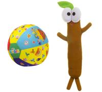 539 1983 EA Fun Sounds Ball Soft Toy, Multi, 14 x 14 x 14 cm & 2011 Singing Sticky Stick Soft Toy, Brown