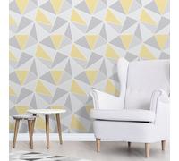 53Cm X 10M Modern Mustard Yellow Ochre Geometric Apex Floral Wallpaper