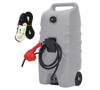 53L Portable Fuel Caddy with Wheels - Petrol & Diesel Storage Can with Manual Transfer Pump & 3m Delivery Hose, Heavy Duty Fuel Container for Cars, Trucks, ATVs, Lawn Mowers & Boats - Grey