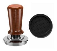 53mm Coffee Tamper, 30lbs Spring Loaded Tamper with Silicone Mat, Barista Espresso Tamper Wooden-Handle Compatible with 53mm/53.35mm/54mm Portafilter for Home and Office