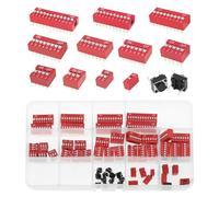 53Pcs 12 Values DIP Switch Assortment Kit 1 2 3 4 5 6 7 8 10 12 Position 2.54mm Pitch 24V DC 25mA Circuit Logic Toggle 1 to 12 Position Red DIP Switches for Circuit Breadboards