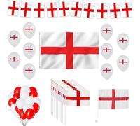 53PCS England St George Party Pack For Euro Cup FIFA World Cup Party Decoration Garden Bar Restaurant Indoor Outdoor Football Fan - Flags, Bunting, Balloons