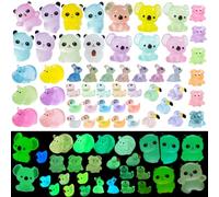 53PCS Luminous mini Resin Animals Bulk - 53 Styles Glow in The Dark Plastic Tiny Animals Figures for Dollhouse, Fairy Garden, Aquarium, Party Favors & DIY Craft Decor