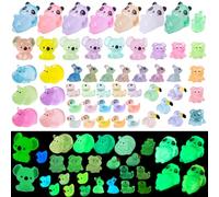 53pcs Luminous Mini Resin Animals Mixed,8 Styles Tiny Animal Glow in The Dark Animals Miniature,Little Small Mini Ducks Animals for Fairy Garden Micro Landscape Aquarium Dollhouse Decor