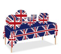 53pcs Union Jack Tableware Paper Cups,7inch Plates,Napkins,Great British Table Cloth Party Table Decorations Set Union Jack UK Tablecover Plates Cups Paper Napkins Dinnerware Sport Event Game Street