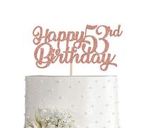 53rd Birthday Cake Topper, Rose Gold Glitter Cheers To 53 Years Party Decoration, Supply
