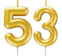 53rd Birthday Candle Gold - Number 53 Cake Candle, 3D Candle for 53rd Birthday/Anniversary Cake Decoration
