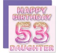 53rd Birthday Card for Daughter, Pink & Purple Glitter Balloons