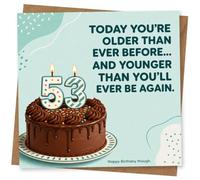 53rd Birthday Card for Him or Her, Funny Cake Design