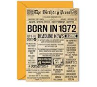53rd Birthday Card for Men Women - Bday Press Newspaper 1972 - Happy 53 Birthday Cards for Colleague Nan Wife Dad Brother Neighbour, 5x7 Inch Bday Greeting Cards