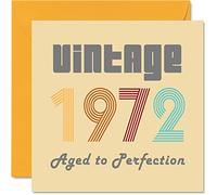 53rd Birthday Cards for Men Women - Vintage 1972 Aged To Perfection - 53 Birthday Card Funny for Her Him, 145mm Greeting Cards Mum Dad Grandad Grandpa Grandma Nanny