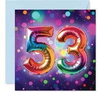 53rd Birthday Cards for Women Men - Rainbow Foil Balloon - Happy Birthday Card for 53 Year Old Woman Man Daughter Sister Brother Friend, 145mm Bday Greeting Cards